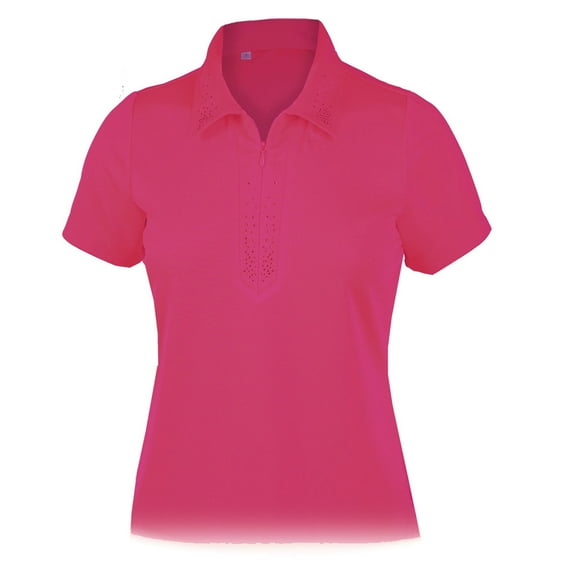 Monterey Club Women's Solid Rhinestones Embedded Golf Polo Shirt #2438