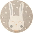 thumbnail image 2 of Unique Loom Whimsy Kids Collection Area Rug - Heart Bunny  (5' 1" Round Peach Blossom/Ivory), 2 of 9