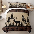 thumbnail image 2 of Castle Fairy Vintage Wood Deer Quilt Full,Rustic Woodland Animal Full Bedspread Sets,Black Tan, 2 of 7