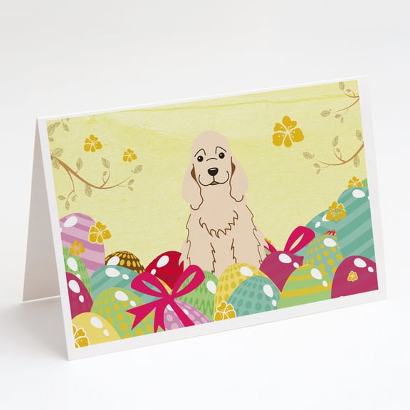 Easter Eggs Cocker Spaniel Buff Greeting Cards and Envelopes Pack of 8