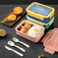 thumbnail image 1 of 1400Ml Bento Lunch Box for Kids Adults Reusable Lunch Box Food Storage Container with 3 Compartments and Spoon & Fork Portable Lunch Container Microwave Safe for Work School Office Use, 1 of 11