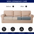 thumbnail image 5 of 2024 Texture Grid Slipcover Stretch Box Seat Cushion Cover (3 Pcs  Khaki), 5 of 5