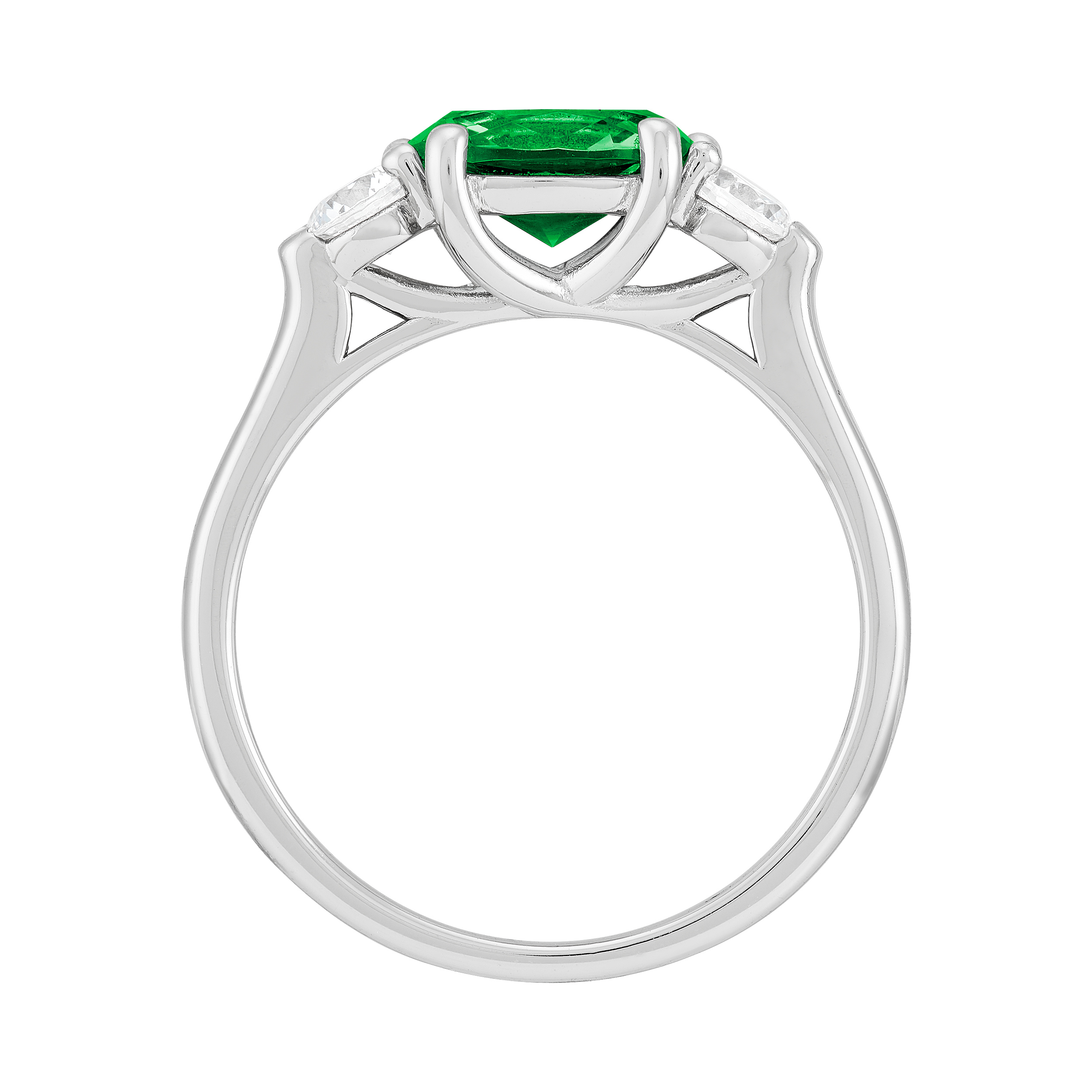 Brilliance Fine Jewelry Oval Simulated Emerald and White Cubic Zirconia Ring in Sterling Silver