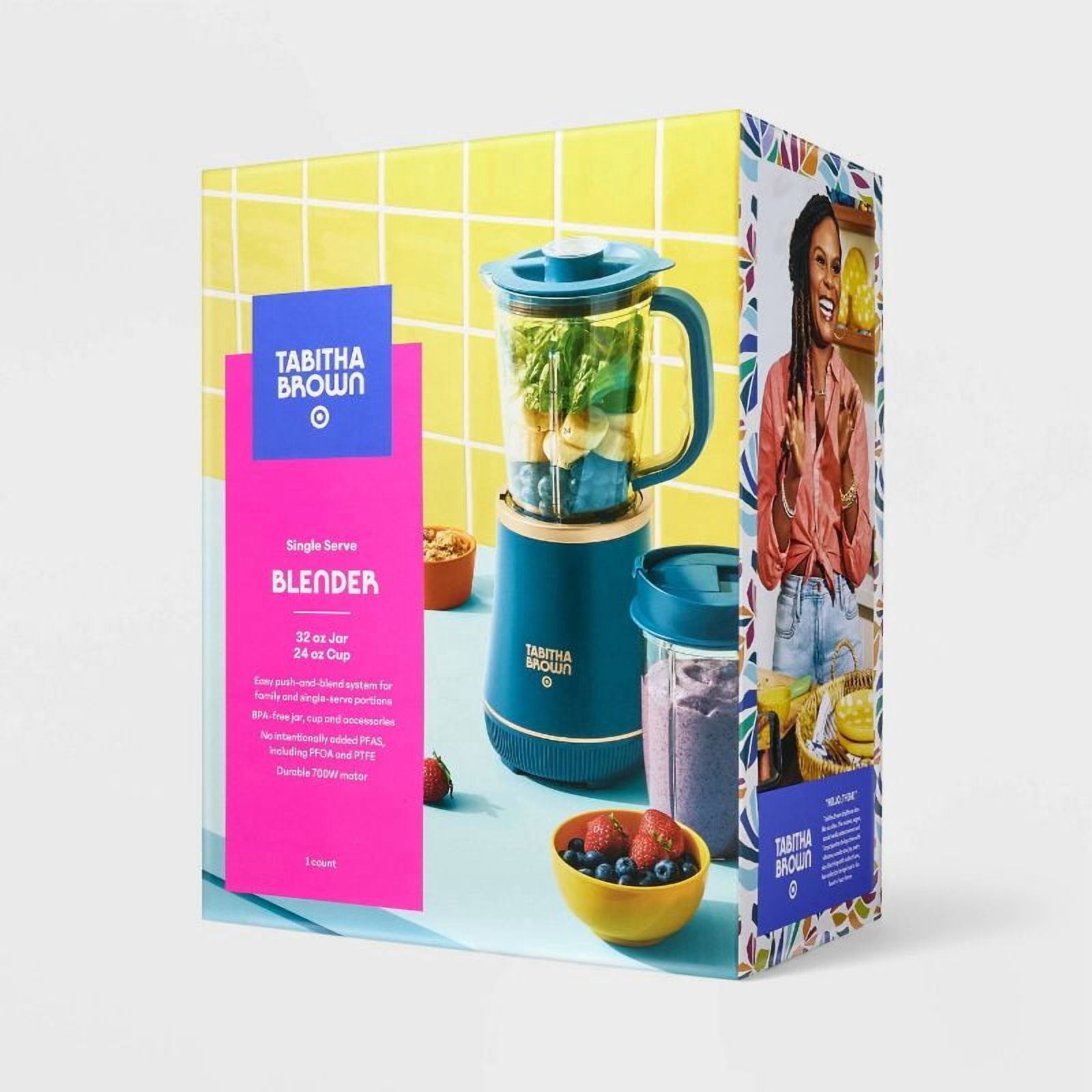 with Travel Cup - Tabitha Brown : Teal, Stainless Steel Blades, 700W, Dishwasher-Safe