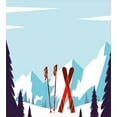 thumbnail image 3 of Ambesonne Ski Duvet Cover Set, Snowy Mountains and Ski Poles, 2-Calking, Blue Dark Purple, 3 of 7