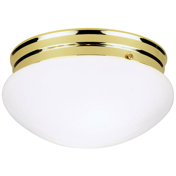 Westinghouse 66609 Polished Brass Finish With White Glass 2 Light Ceiling FS 