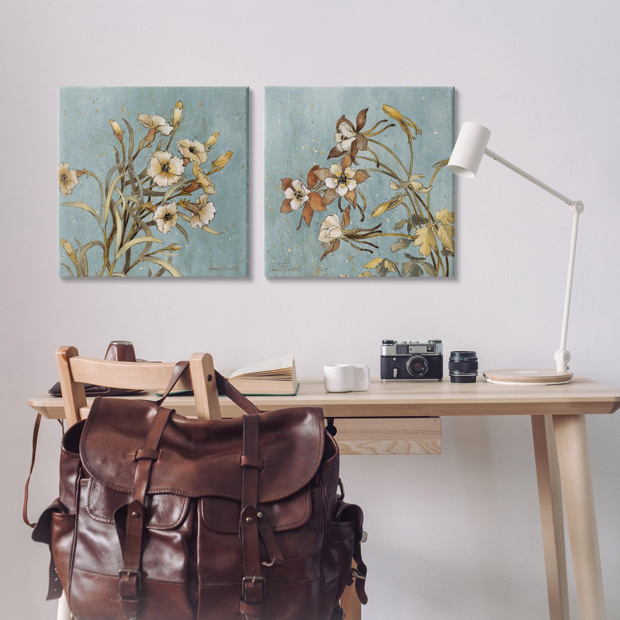 Stupell Industries Traditional Flower Portrait Plants & Flowers Painting Wrapped Canvas Art Print Wall Art, 24 x 24, Set of 2