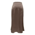 thumbnail image 4 of CUZIBR Women Bodycon Midi Skirts Stain Slim Fit Solid Color Stylish High-Waist Long Pencil Skirt Office Stretchy Summer Casual Club Going Out Casual Dailywear,Khaki,L, 4 of 4