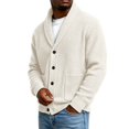 thumbnail image 5 of Dwellite Mens Cardigan Sweater V Neck Casual Button Down Sweaters Loose Fit Plus Size Sweaters Tops for Fall Winter Khaki M, 5 of 7