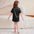 thumbnail image 6 of YunPes Girls Satin Outfits Button-Down Short Sleeve Tops Ruffle Shorts PJS Sets Kids Elegant Comfy 2 Piece Clothing 5-15 Years, 6 of 7
