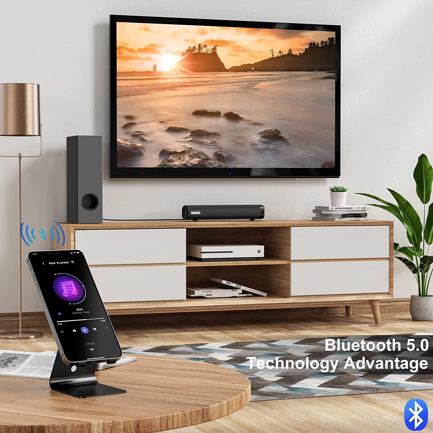 TOPVISION Sound Bars for TV, Upgrade 60W Sound Bar with Subwoofer, 16 inch Speakers for Computer and Laptop, Wired & Wireless Bluetooth 5.0, Opt/Aux/Bluetooth Connection