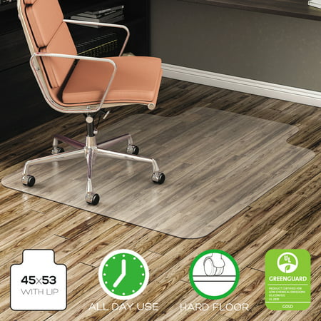 Deflecto EconoMat 45 x 53 Chair Mat for Hard Floor, Rectangular with (Best Chair Mat For Hardwood Floor)