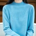 thumbnail image 4 of yillto Fall Sweaters for Womens Mock Neck Long Sleeve Pullover Basic Knit Casual Lightweight Sweater, 4 of 6