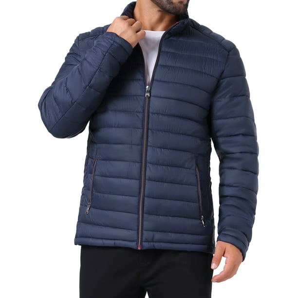 CHAQUETA PUFFER QUILTED CON CREMALLERA Y CUELLO ALTO PARA HOMBRE INSPIRAR CHIC COLOR SÓLIDO DE INVIERNO TAMAÑO S AZUL OSCURO