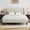 White Velvet, variant on Novilla Queen Size Bed Frame, Queen Bed Frame with Headboard, Linen Upholstered Wing Side Headboard, No Box Spring Needed, Heavy Duty Feet, Easy Assembly, Beige