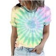 thumbnail image 6 of Mifsaly Tie-Dye Cotton T-Shirt for Women Short Sleeve Crew Neck Casual Summer Tops Colorful Print Lightweight Breathable Casual Blouse L, 6 of 6