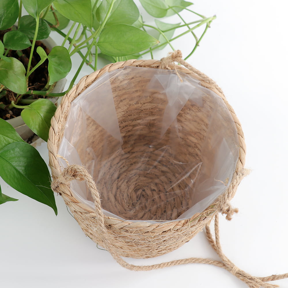 Woven Fern Hanging Storage Basket Bin for Flower Plants Clothes Medium+Large, Plant NOT Included Brown POTEY 720201 2pack Jute Rope Woven Hanging Basket 