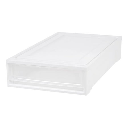 IRIS USA, 27.5 Qt Under Bed Storage Containers, Plastic Storage Drawer, White Chest