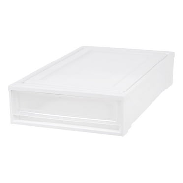 IRIS 27.5 Qt Under Bed Storage Containers, Plastic Storage Drawer, White Chest