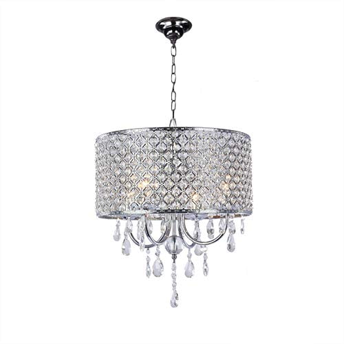 Diamond Life 1-Light Chrome Finish Metal Shade Hanging Pendant Ceiling Lamp Fixture