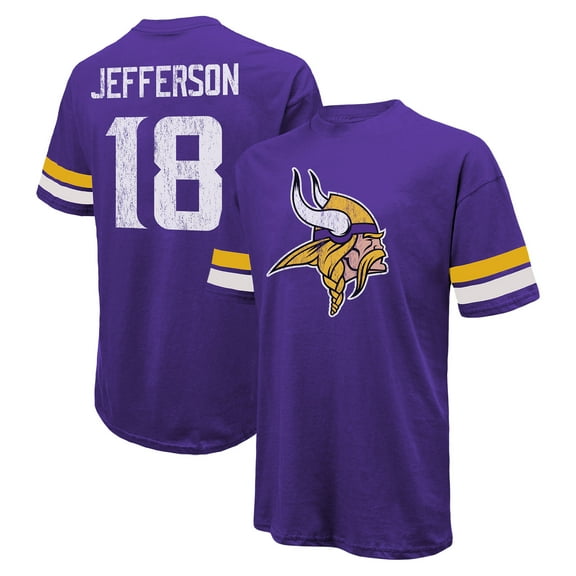 Men's Majestic Threads Justin Jefferson Purple Minnesota Vikings Name & Number Oversized Fit T-Shirt