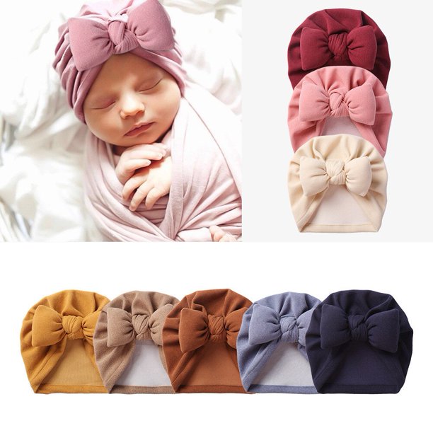 Winter Autumn New Thick Warm Cotton Baby Hat Big Bows Newborn Baby Bonnet 0-36 Months Knit Baby Girl Hat Beanie Cap5 He Qiyong unisex
