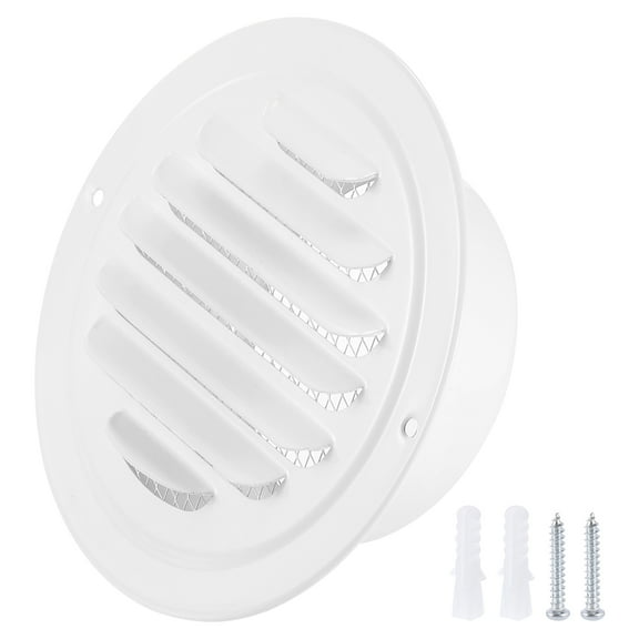 Uxcell 4" Round Air Vent Cover, 304 Stainless Steel Louvered Grill Screen Mesh Ducting Vent for Ventilation, White