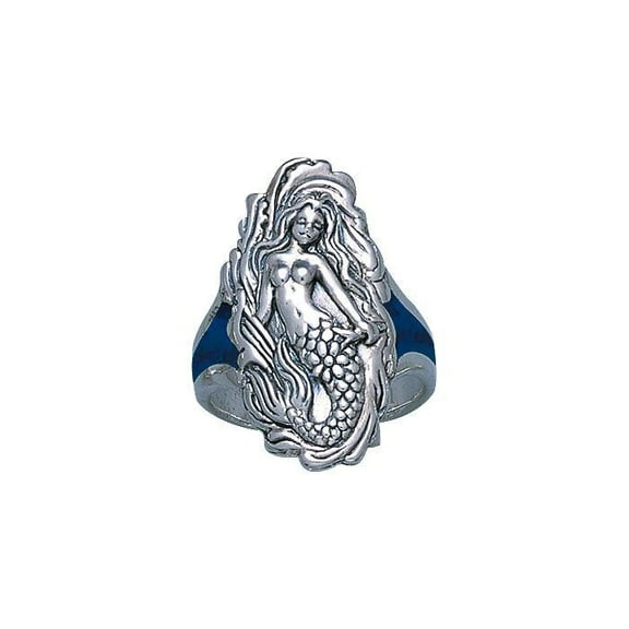 Sea Mermaid Maiden 925 Sterling Silver Ring Fine Ocean Beach Sea CreativeJewelry