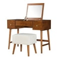 thumbnail image 4 of Linon Farrah 2-Piece Vanity Set, Includes Vanity with Flip-Top Mirror, and Bench, Walnut Finish, 4 of 29