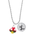 thumbnail image 1 of Delight Jewelry Resin Red Spotted Mushroom Silvertone Script Initial Disc - L - Charm Necklace, 20"+3", 1 of 4