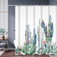 thumbnail image 2 of SUNOLIFE Tropical Cactus Shower Curtain Summer Succulents Plants Waterproof Fabric Bathroom Curtain 72x72 in, 2 of 5