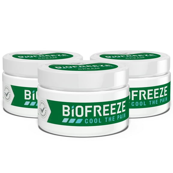 Biofreeze Menthol Pain Relieving Cream 3 OZ Jar (Pack Of 3) For Pain Relief Associated With Sore Muscles, Arthritis, Simple Backaches, And Joint Pain (Packaging May Vary)