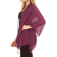 thumbnail image 3 of Sakkas Jona Women Soft Sheer Chiffon Bridal Wedding Evening Scarf Shawl Wrap Stole - Plum - 8018, 3 of 5