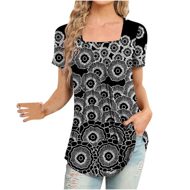 Pompotops T-Shirt Décontracté à Manches Courtes Imprimé Mode pour Femmes