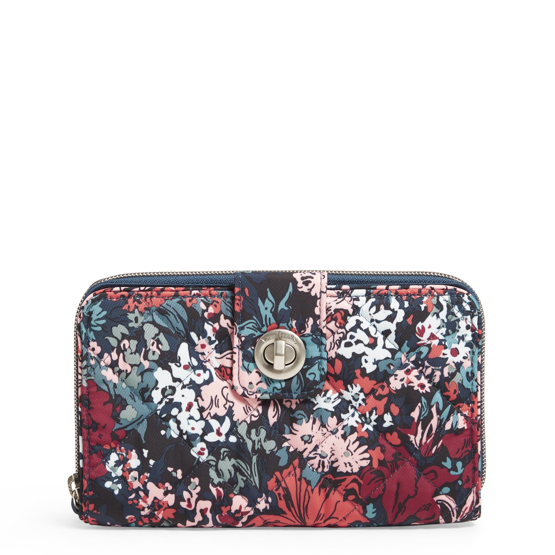 Vera Bradley Women's Performance Twill RFID Turnlock Wallet Cabbage Rose