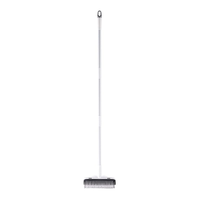 Cepillo para fregar suelos con mango largo, 2 en 1, cepillo raspador, cepillo de limpieza de cerdas rígidas para terrazas, baños, bañeras, azulejos, lechada, patios y garajes. Cabezal de cepillo en