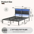 thumbnail image 3 of Bestier Queen Platform Bed Frame with Upholstered Headboard, LED Lights, Mattress Stopper, Sturdy Metal Legs, Black, 3 of 12