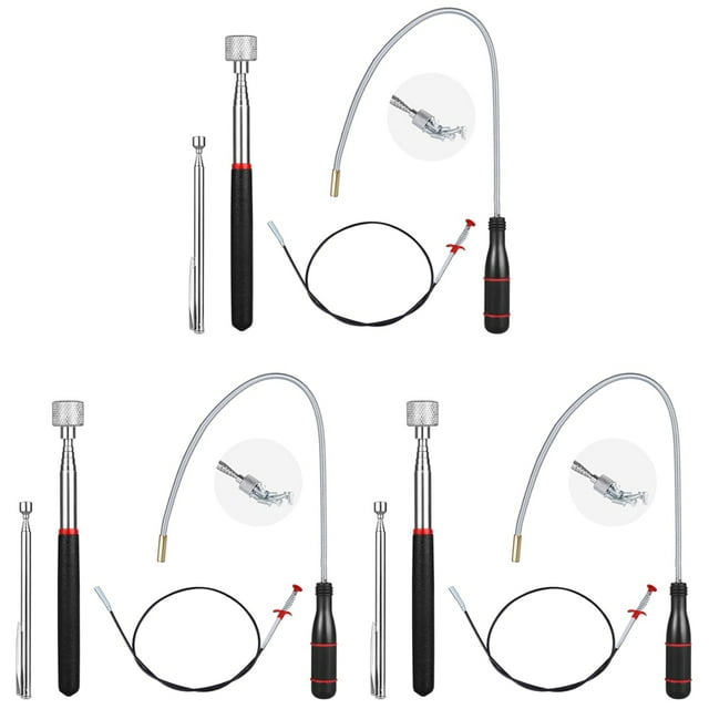 12x Telescoping Magnet Pick-Up Tool Set, Extendable Magnetic Telescoping Pickup Tool 1-15 LB & 23inch Bendable Spring,3 set x telescoping magnetic pickup tool