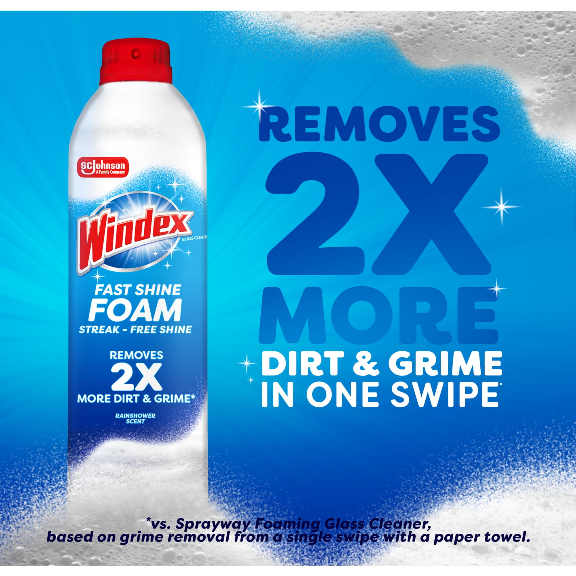 (6 pack) Windex Fast Shine Foam Glass, Window, and Mirror All Purpose Cleaner, No-Drip Aerosol Cleaning Spray, 19 oz