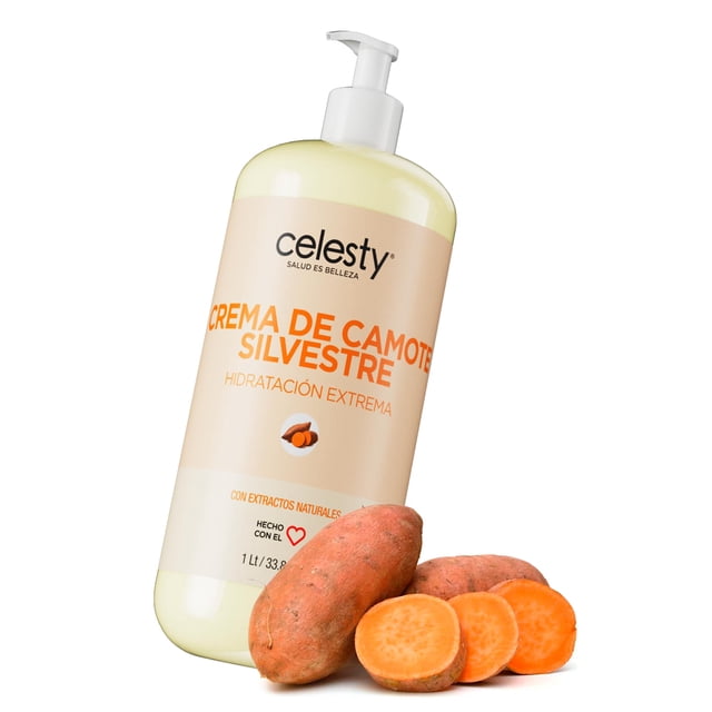 CELESTY | Crema de Camote Silvestre 1lt | Equilibrio Hormonal Natural para Menopausia - Vitaminas para Mujer - Rico en Fitoestrógenos, Aceite de Coco y más | Hidratació