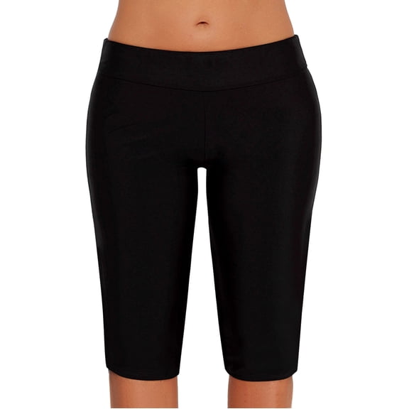 MSJUHEG Biker Shorts Women Stretchy Board Shorts Swim Pants for Women Womens Swim Bottoms Women's Bikini Bottoms High Waisted Bikini Bottoms Swim Shorts for Women Swimsuit Women Black L