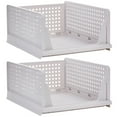 thumbnail image 3 of FRCOLOR White Plastic Stackable Clothes Drawer with Ventilated Holes for Closet Storage Organization 2 Pieces, 3 of 8