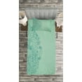 thumbnail image 3 of Ambesonne Mint Quilted Bedspread Set 2 Pcs, Mixed Leaves Botanical, Twin Size, Teal Turquoise, 3 of 3