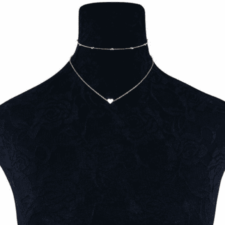 Titanium Heart Pendant - Women Jewelry GF Pendant 925 Silver Gold Heart Choker Chunky Chain Bib Necklace (Gold)