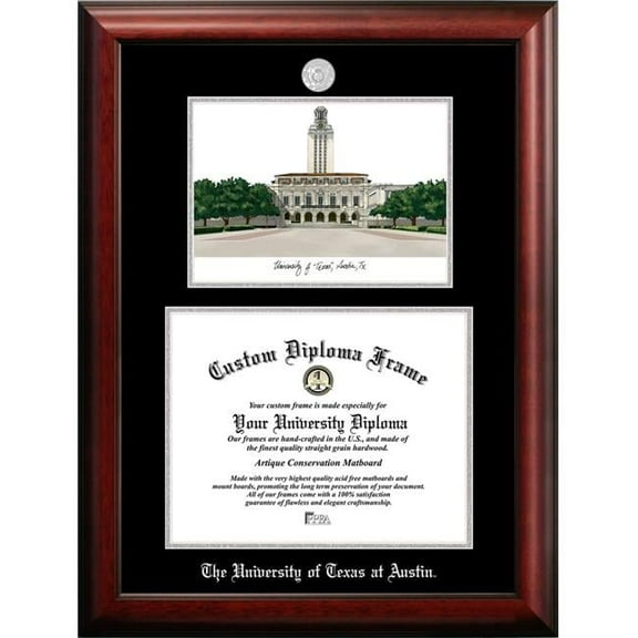 Campus Images TX959LSED-1411 14 x 11 in. University of Texas Austin Silver Embossed Diploma Frame with Lithograph