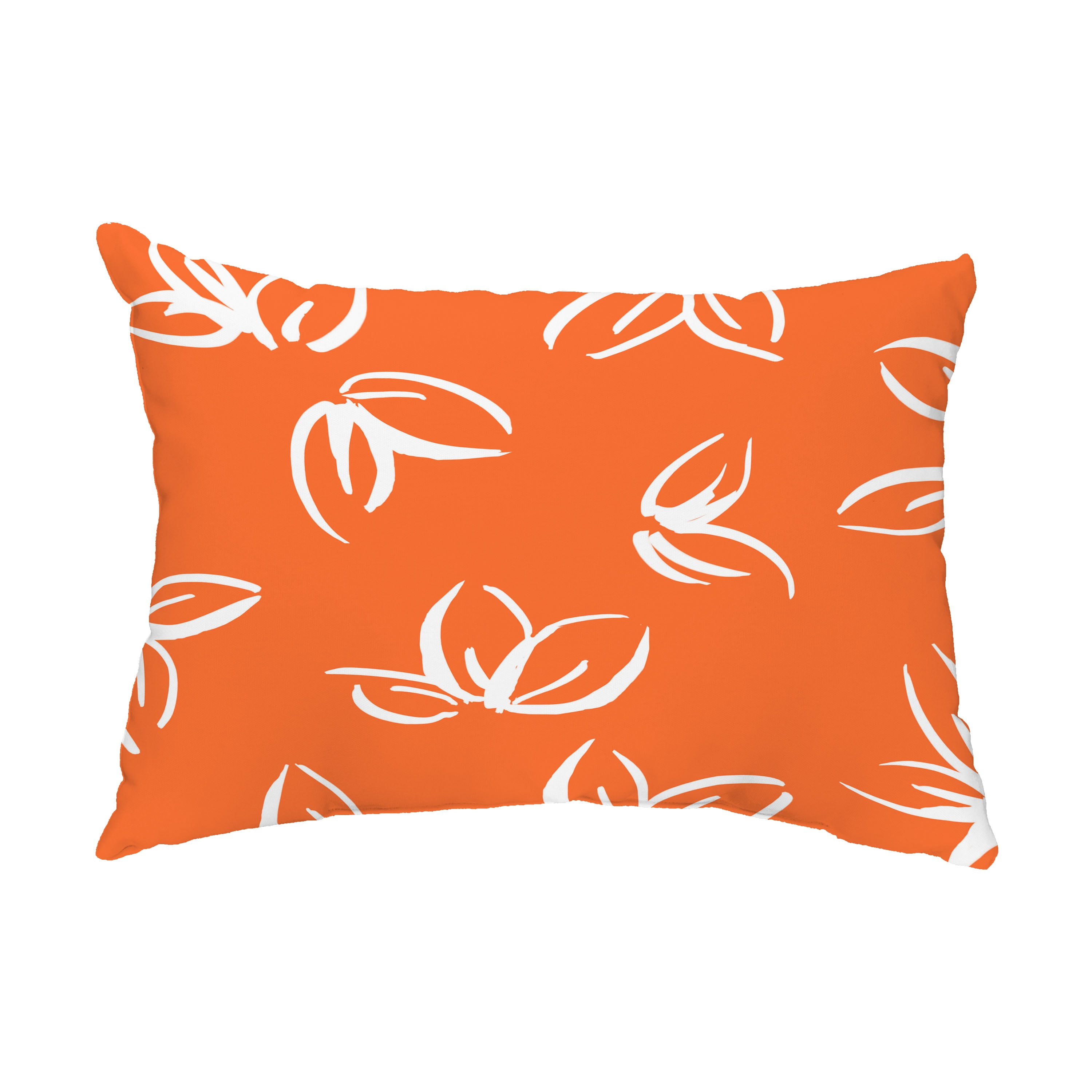 Eva 14x20 inch Orange Floral Decorative Outdoor Pillow