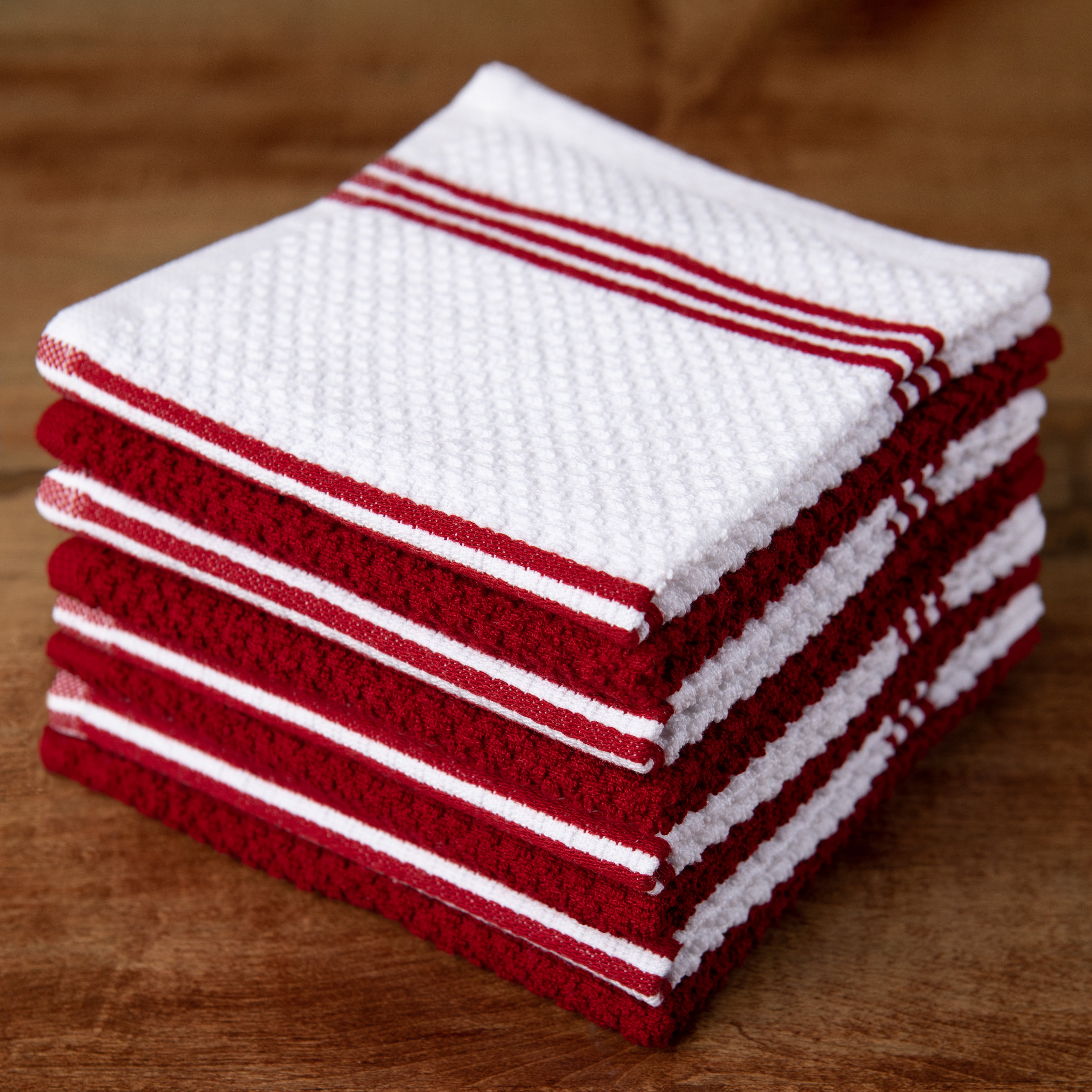 Hache Dish Towel with Dish Cloth | Red, White & Blue Stripes on White