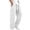 White, variant on Men Contrast Stitch Cargo Pants Sevevn Elastic Drawstring Waist Multi Layer Side Pockets Straight Leg Lightweight Daily Work Casual Trousers