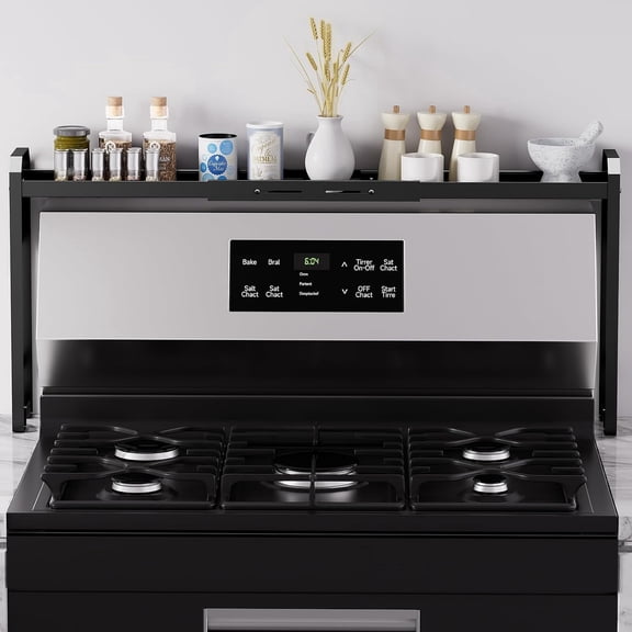 CHICAURA Expandable over -the-Stove Spice Rack Adjustable Height 27.3-32.6 in, 1 Pack,Black