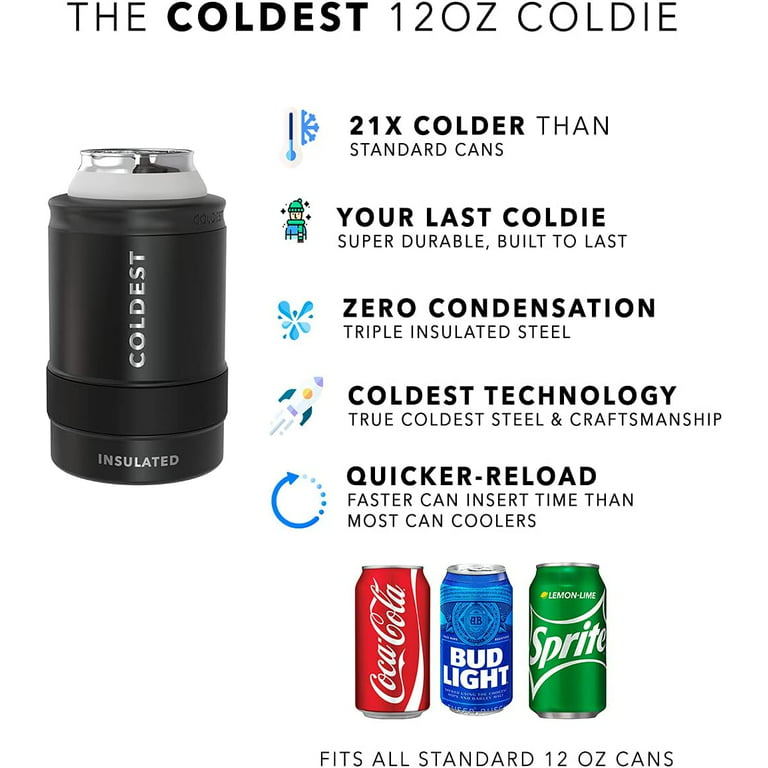 KelvZ Can Cooler Insulated Beer & Soda Can Cooler with 2 Foam Sleeves -  Stainless Steel Can Cooler for Cold Drinks, 12 Oz Can Cooler & Beer Can  Holder